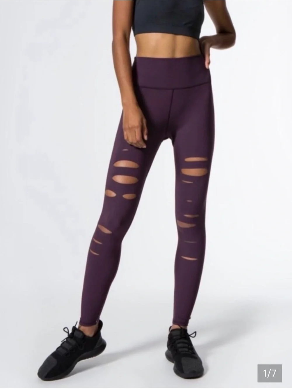 Alo Yoga High Waist Warrior Leggings Plum Purple Size Small Cutout Yoga Pants